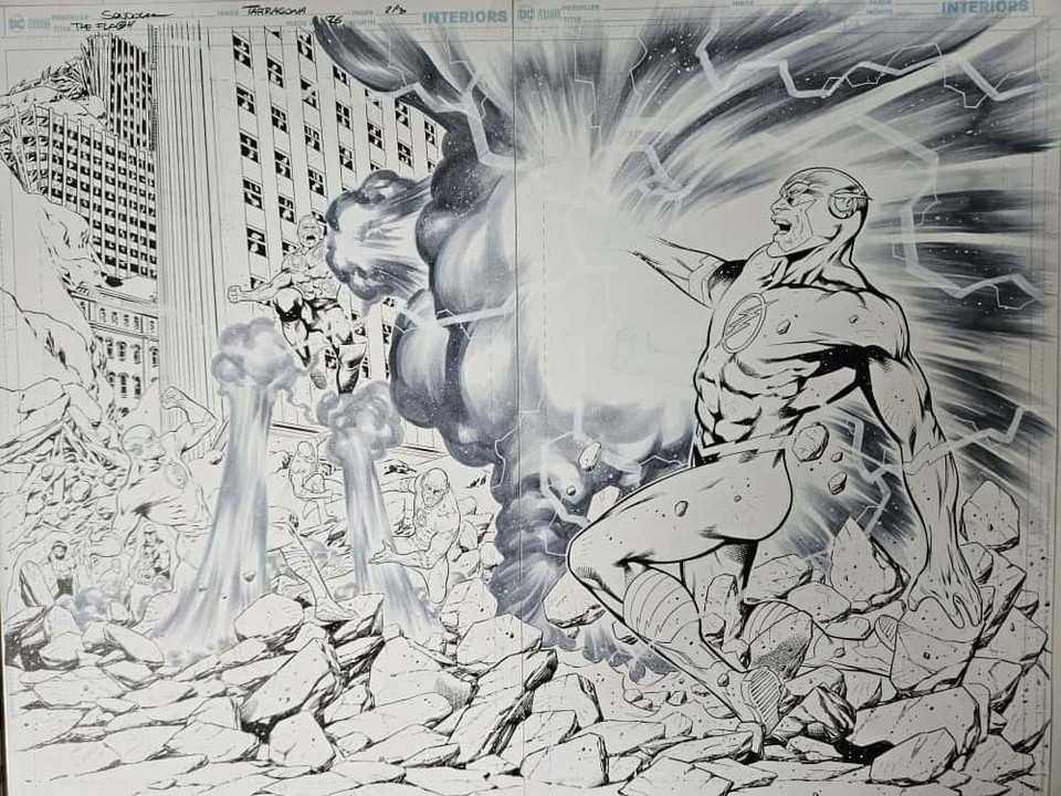 The Flash #86 2-Page Spread (2 Boards) Original Art Rafa Sandoval 22x17 DC ?? Comic Art