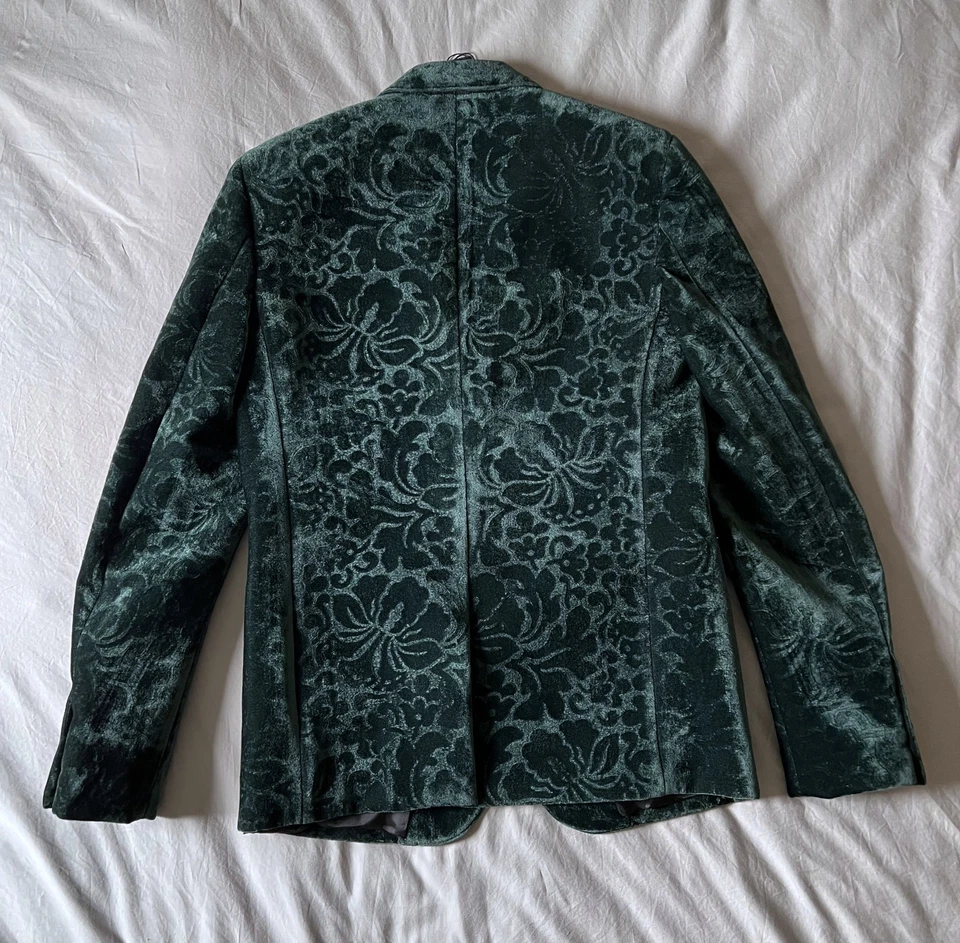 Burberry Prorsum Mens Baroque Velvet Blazer Jacket XS 44 Green Brit Vintage - Image 2 of 4