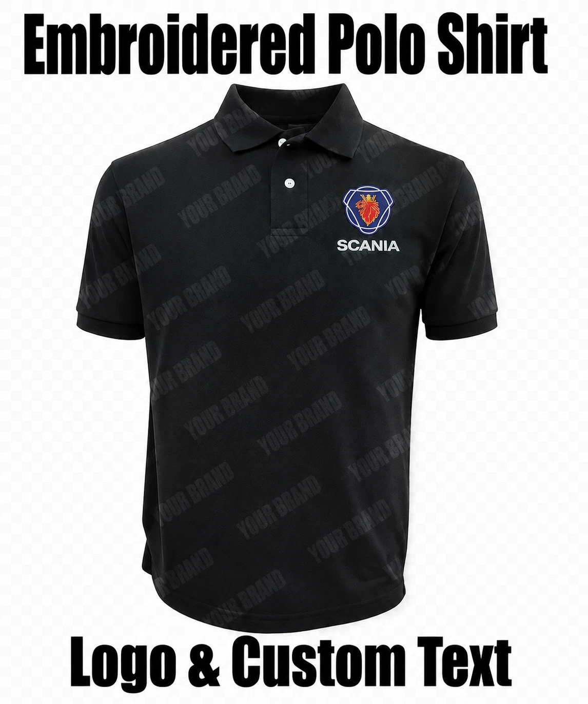 Custom Embroidered Trucker Polo Shirt With Logo Garage & Company Name