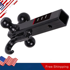 Trailer Tri Ball Mount Hitch 2 Receiver 1-78 2 2-516 Ball With Tow Hook