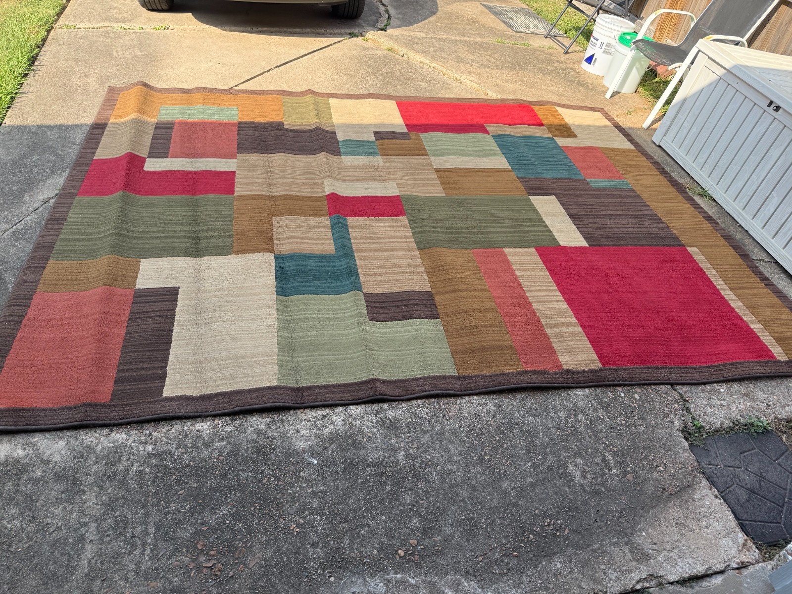 Large Color Block Area Rug – Modern Geometric Design (8x10 ft)