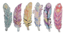6 Feather Bookmarks  Diamond Art Kit for Adults 1"-1.75" Wide   5.5-6" Long