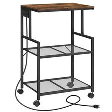 Mobile Printer Stand, 3-Tier Industrial Printer Cart with Power Outlets and 2...