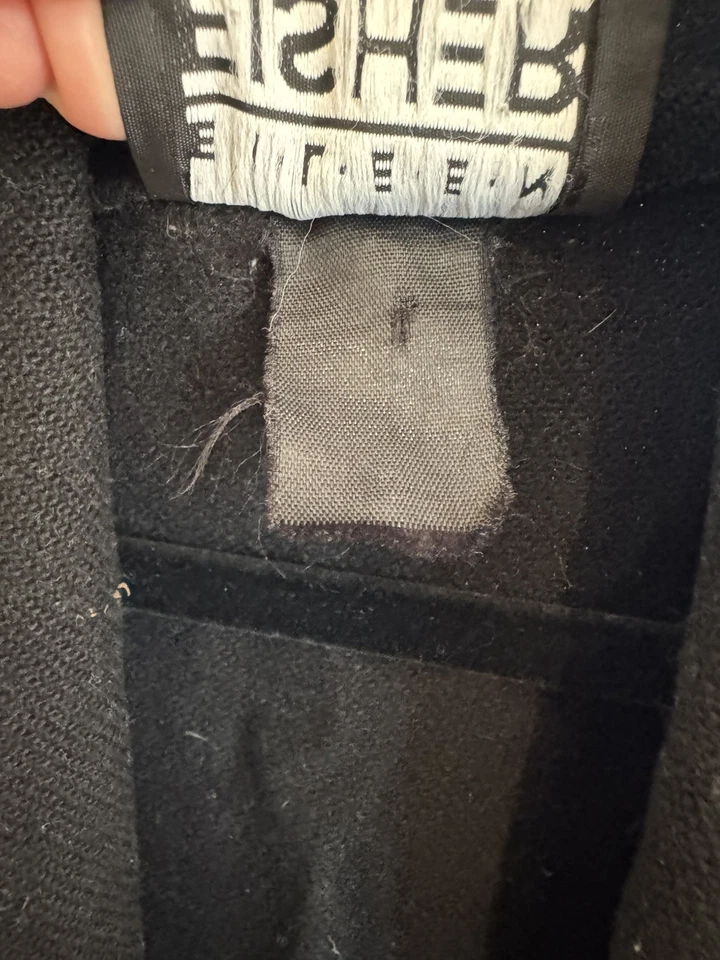 Chaqueta plumero larga Eileen Fisher 100 % lana hervida M negra de gran tamaño minimalista Foto 4 de 4