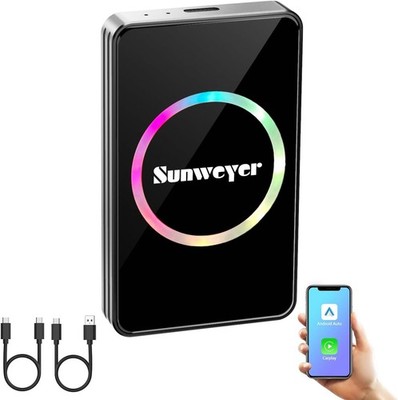 Sunweyer 2025 Wireless CarPlay Adapter Android Car Streaming Box SW12 Pro mit