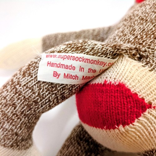 Super Sock Monkey Plush Stuffed Animal Mitch Mitchell Made in USA Vintage Toy - Picture 4 of 5
