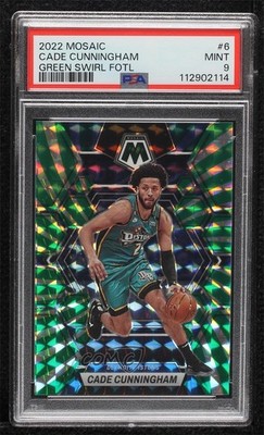 2022 Panini Mosaic FOTL Green Swirl Prizm 2/5 Cade Cunningham #6 PSA 9 MINT 3d3