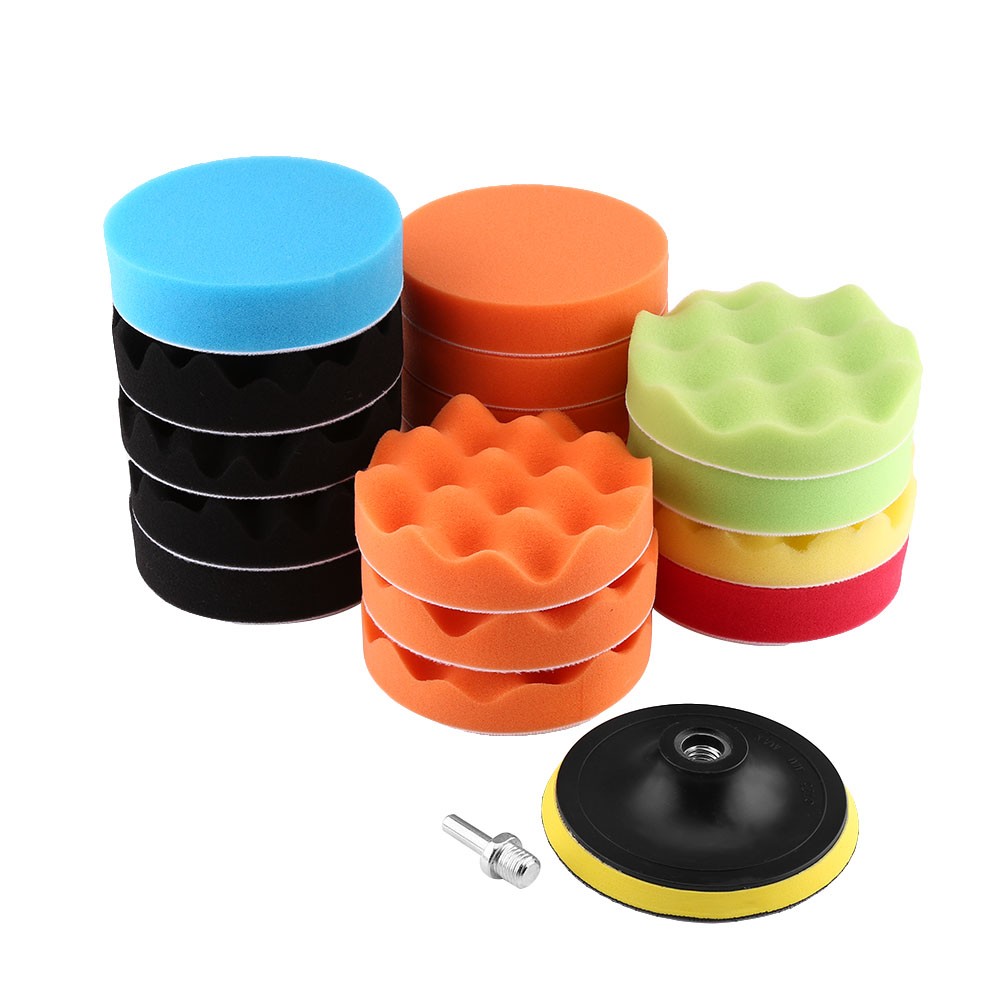 19Pcs 4 Sponge Buffing Polishing Waxing Pad Kit For Car Polisher Buffer Wit BAJ