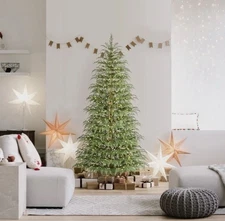 My Texas House 7.5ft Cypress Pre-Lit Artificial Christmas Tree warm White LEDs