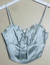 NWOT Altar'd State Light Blue Stretch Bustier Corset Cropped Top Size XS