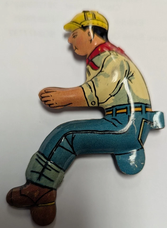 Figura de cuerda de hojalata vintage Marx granja tractor granjero original, usada en otros juguetes Foto 2 de 4