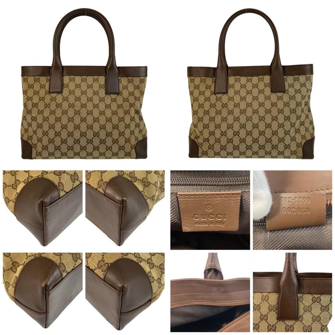 Gucci GG Canvas Leather Tote Bag Brown Beige Gold Hardware Used thumbnail 2