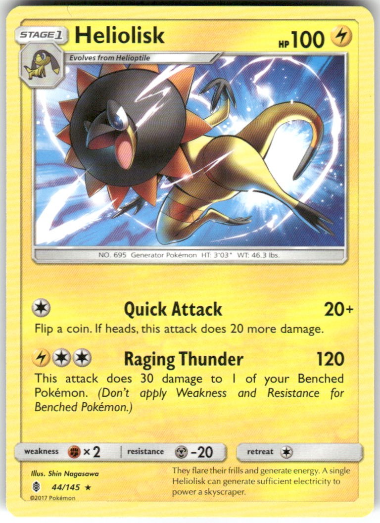 Heliolisk 44/145 Rare Guardians Rising Pokemon Moderately Played