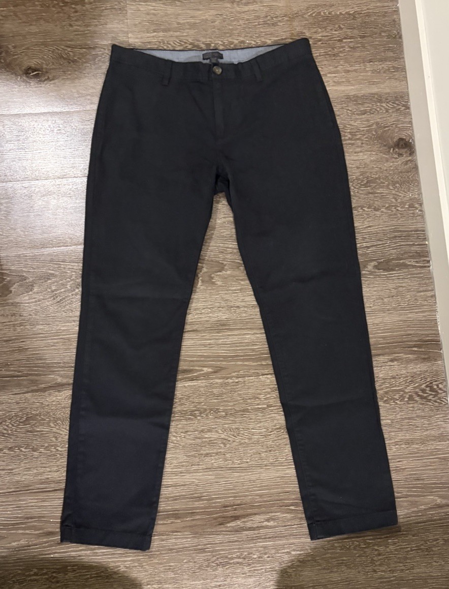 Men’s Slim Fit Black Chino Size 34x32 Casual Pants Straight Leg