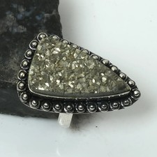 Apache pyrite Druzy Gemstone Ethnic Handmade Ring Jewelry US Size-7.75 AR 16416