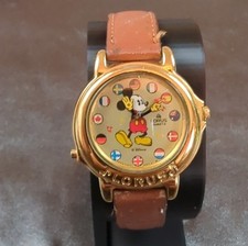 Lorus Quartz Disney Mickey Mouse Watch Brown Leather Strap Water Resistant