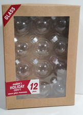 Set Of 12 Clear Glass Ball Christmas Craft Ornaments 40mm Ornaments