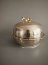 Antique Vintage Butter Caviar Silver Plated Dome Serving Dish