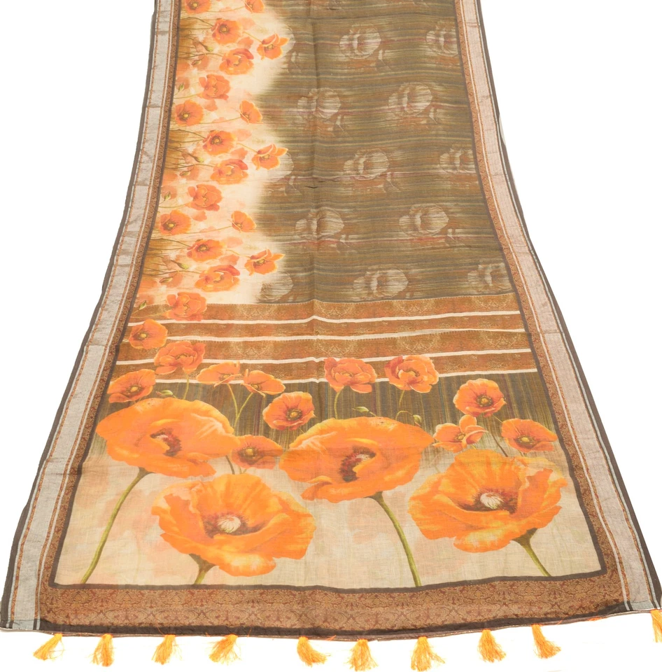Sushila Vintage Multi-Color Floral Saree Blend Woolen Woven Winter Sari Fabric - Image 2 of 4