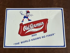 Old German Brand Premium Lager Beer Tin Metal Sign Bar Tavern w/  Gang Graffiti