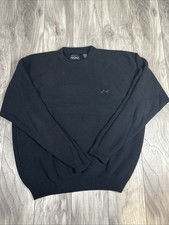 Greg Norman Collection Men XL 100 Cotton Sweater Pullover Black Shark Logo
