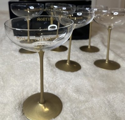 Moët & Chandon Impérial 150th Anniversary Crystal Coupe Glasses Set of 6 NEW NIB