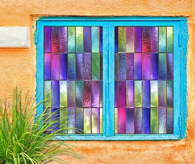 3D Colorful 291NAO Window Film Print Sticker Cling Stained Glass UV Block Fay