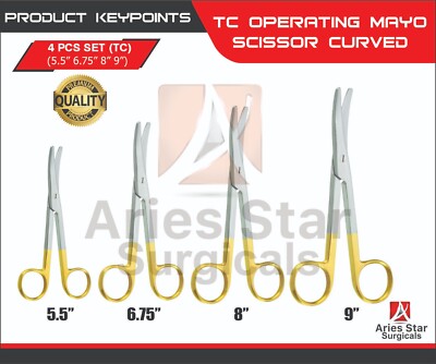 TC Operating Mayo Scissor Curved  German Grade Surgical Medical