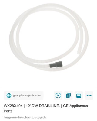 NEW IN BOX OEM GE DISHWASHER 12' DW DRAINLINE. WX28X404