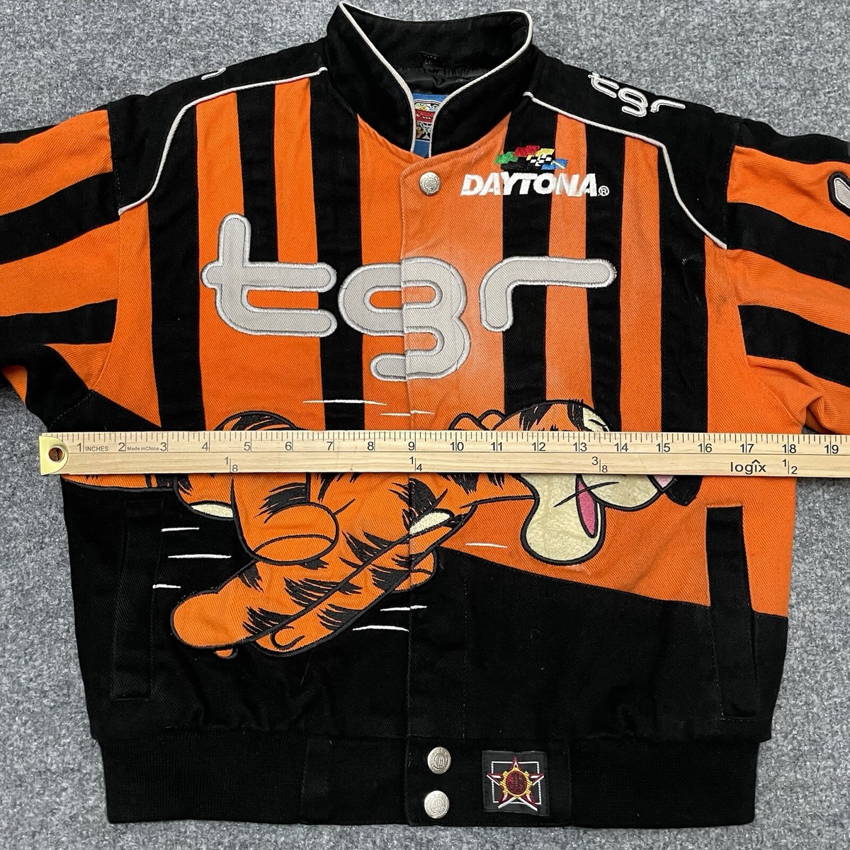 JH Design Tigger Jacket Kids Large Embroidered Denim Disney Nascar