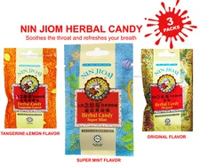 Cough Flu Sore Throat Herbal Candy Nin Jiom 20g Original Mint Tangerine 3 Packs