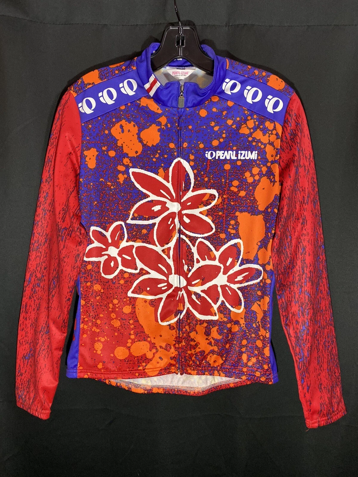 Vintage Pearl Izumi Jacket Medium Windbreaker Cycling Floral Paint AOP 1999