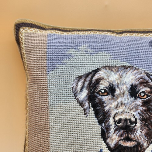 Needlepoint Proper Black Labrador Dog in a Suit Accent Pillow 12" - Bild 4 von 12