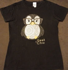 Vtg Women's Lg Shedd Aquarium  Geek But Chic Graphic Penguin T Shirt Top