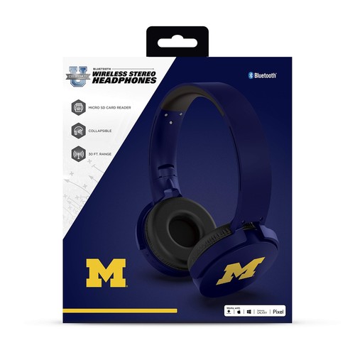 NCAA Michigan Wolverines Wireless Bluetooth Headphones, Team Color - Picture 2 of 5