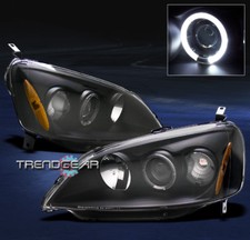 2001 2002 2003 Honda Civic Halo Projector Headlight Jdm Black Dx Ex Gx Hx Lx Set