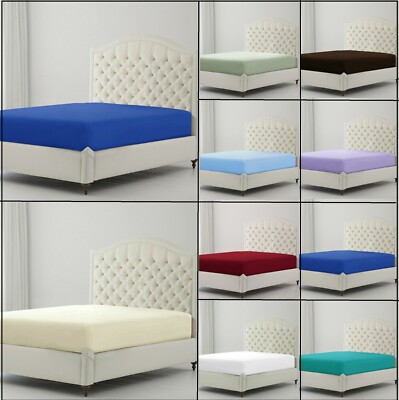 Luxus alle Größen 100 % Poly Baumwolle Bettlaken extra 30 cm tief Vollspannlaken