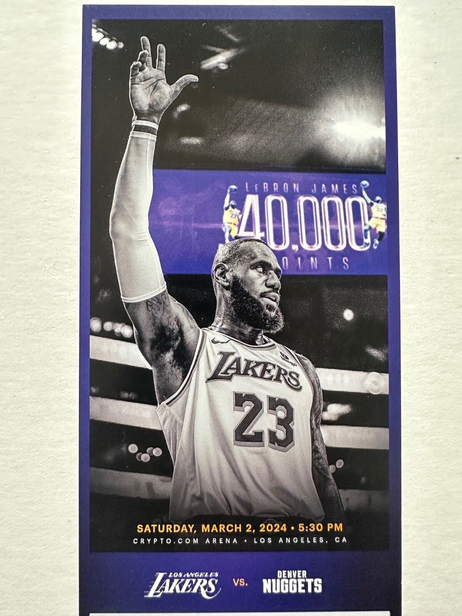 Los Angeles Lakers Lebron James Commemorative Ticket 40,000 Career