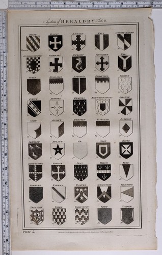 1788 ORIGINAL PRINT HERALDRY GUSSET PEAN PHEON ORLE MULLET BENDY PALE ENDORSE - 第 1/5 張圖片