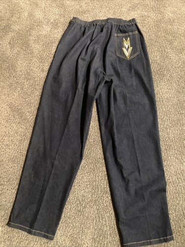 Bob Mackie Wearable Art Woman Dark Wash Denim Pants Embroidery Jeans Size L —LN! - Picture 2 of 8