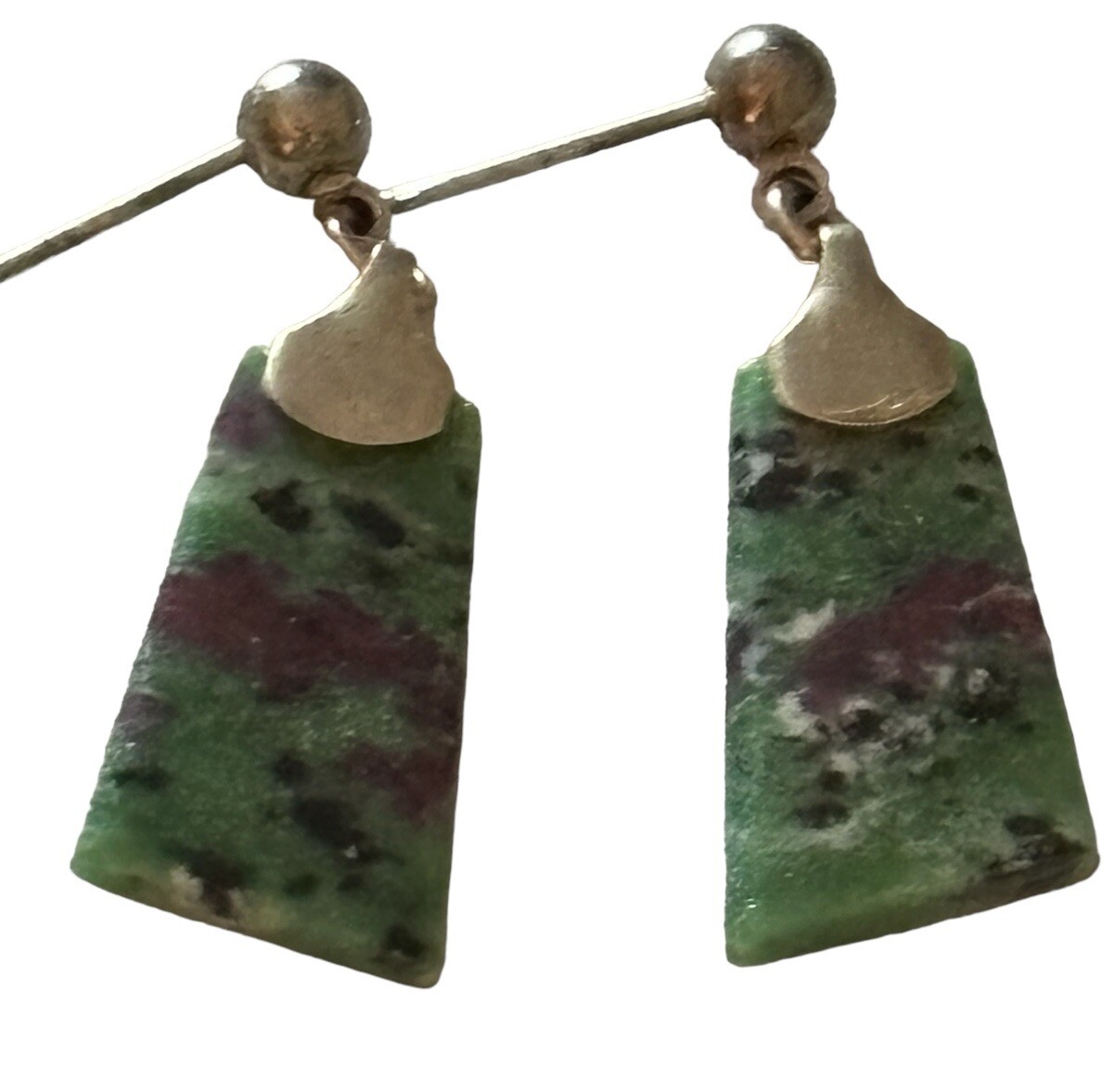Ruby Zoisite Earrings Sterling silver Dangle Pier… - image 1
