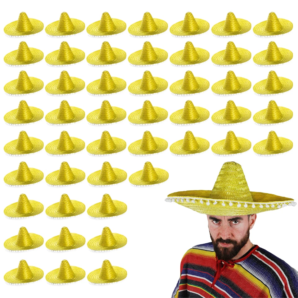48 X MEXICAN SOMBRERO HAT WILD WESTERN BANDIT FANCY DRESS EVENT BULK JOBLOT
