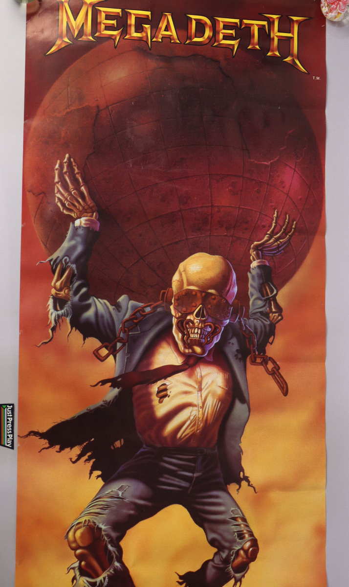 Vintage 1990 Brockum Megadeth Rust in Peace Door Poster 22.5