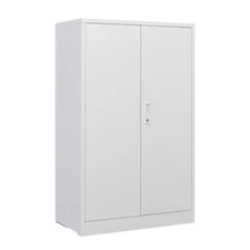 Metal Folding Cabinet with Locking Doors -White Storage with Adjustable Shelves