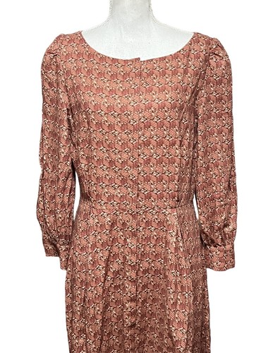 PARTERRE Linen Blend Printed Button Down Long Sleeve Maxi Dress Size 2 - Picture 2 of 6