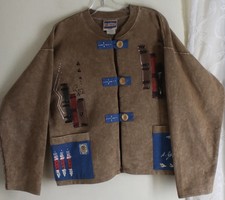 Signed Artist D.jones Southwest Hand-painted Ooak Fiber Art Jacket Sz M