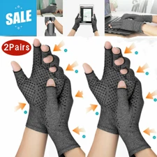 2 Pair Copper Compression Glove Hand Support Brace Medical Arthritis Pain Relief