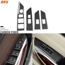 7x Real Carbon Fiber Interior Window Lift Switch Panel Cover For Acura TLX 15-20