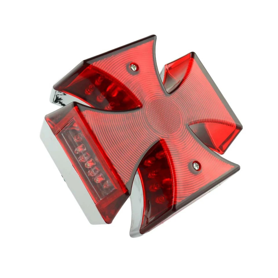 Lámpara de luz de matrícula LED roja cruz de 4 3/4" Bobber Chopper personalizada Foto 2 de 4