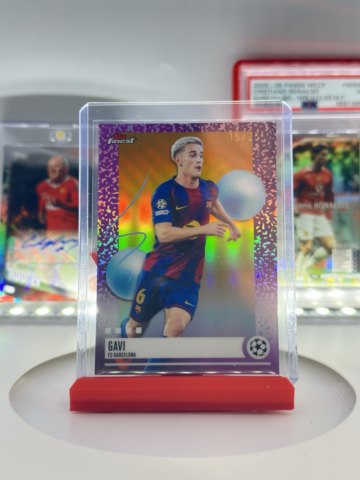 2025-26 Topps Finest UEFA Uncommon #375 GAVI Blue Refractor /25 Barça, Spain